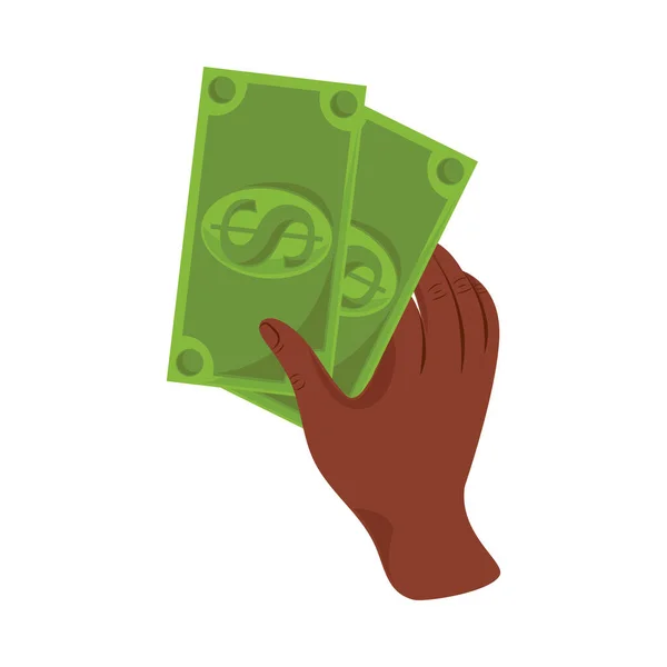 Afro Hand Money Isolated Icon — Stock Vector