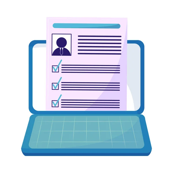 Job Search Laptop Isolated Icon — Image vectorielle