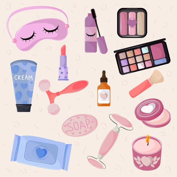 beauty makeup korean, icon set design