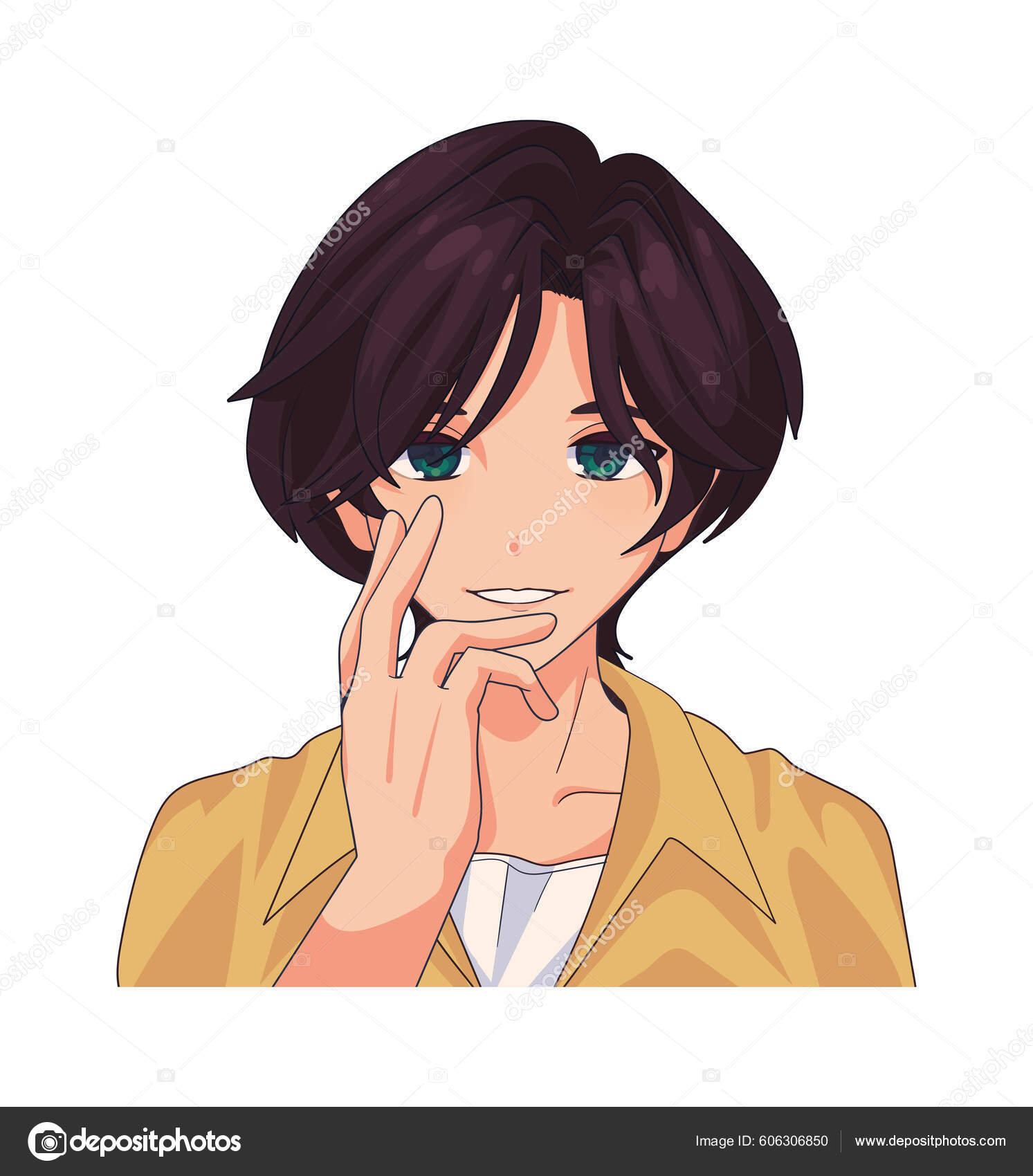 Anime Boy Character Isolated Icon Stock Vector by ©stockgiu 606306850