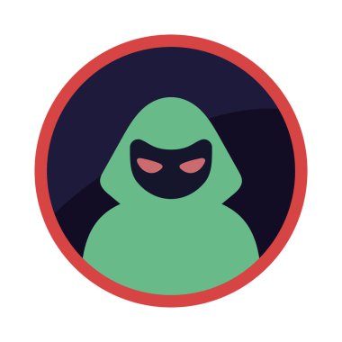 hacker character cyber fraud isolated icon