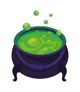 witch pot with spell isometric icon