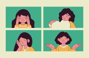 set of women mental health design