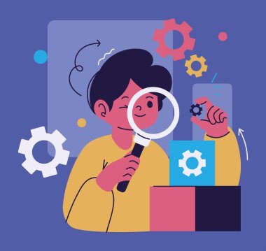 developer working and analyzing, vector style
