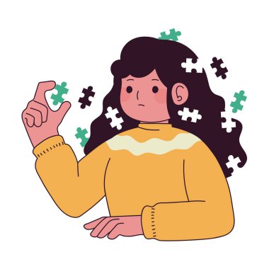 mental health day, female with puzzle pieces