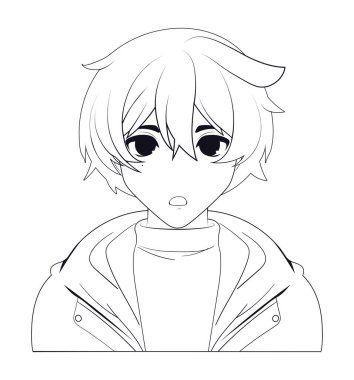 linear anime boy isolated icon