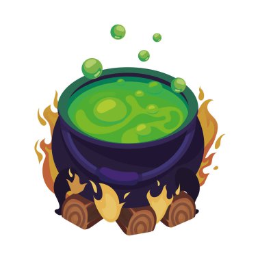cauldron at the stake isometric icon