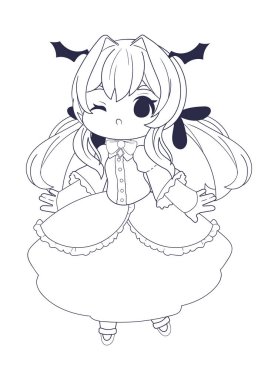 anime chibi female line style