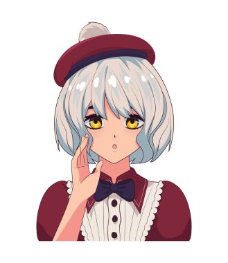 anime beautiful girl isolated icon