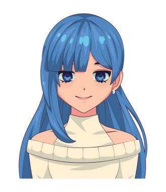 anime cute girl isolated icon
