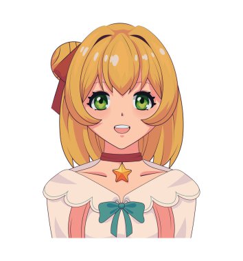 anime blond girl isolated icon