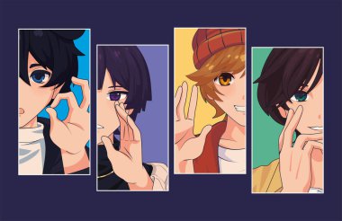 anime boys avatars, banner style