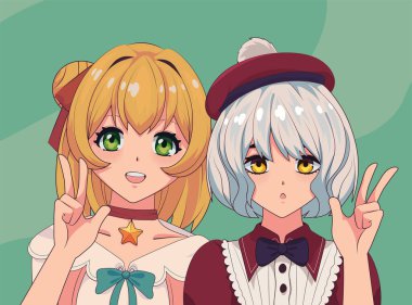 two anime girls avatar design