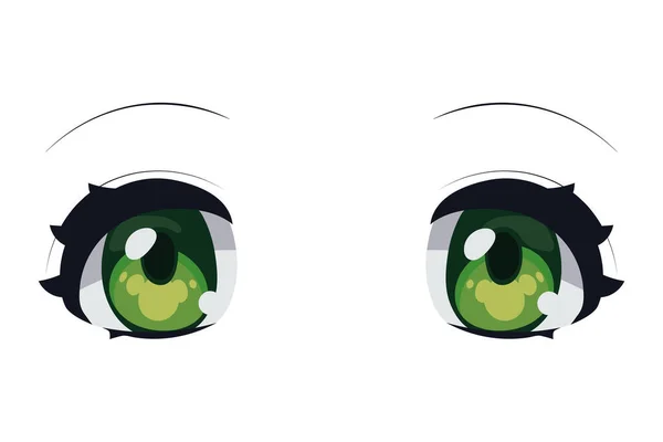 Anime Green Eyes Isolated Icon — Stock Vector