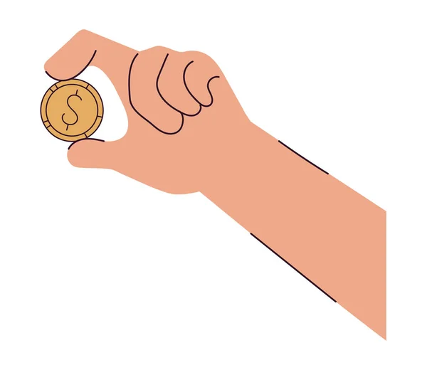 Hand Holding Coin Isolated Icon — ストックベクタ