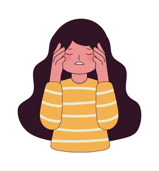 depressed young woman isolated icon