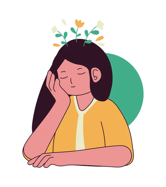 Woman Feel Good Mental Health — Stockvektor