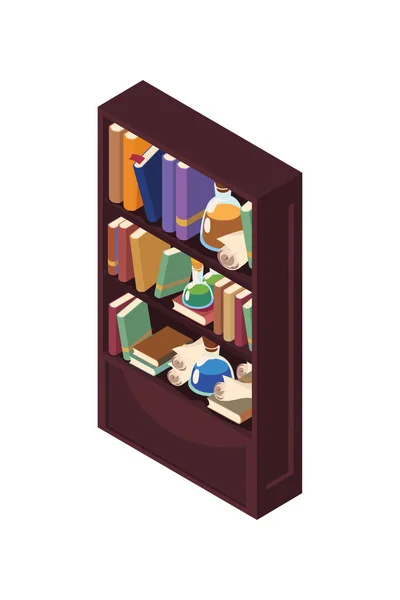 Shelf Spells Books Isometric Icon — 图库矢量图片