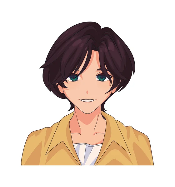 Young Man Anime Isolated Icon — 스톡 벡터