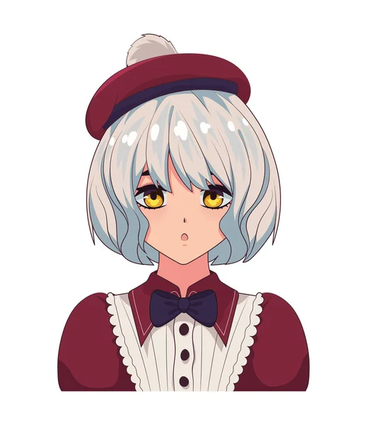 Anime Girl Cap Isolated Icon — стоковый вектор