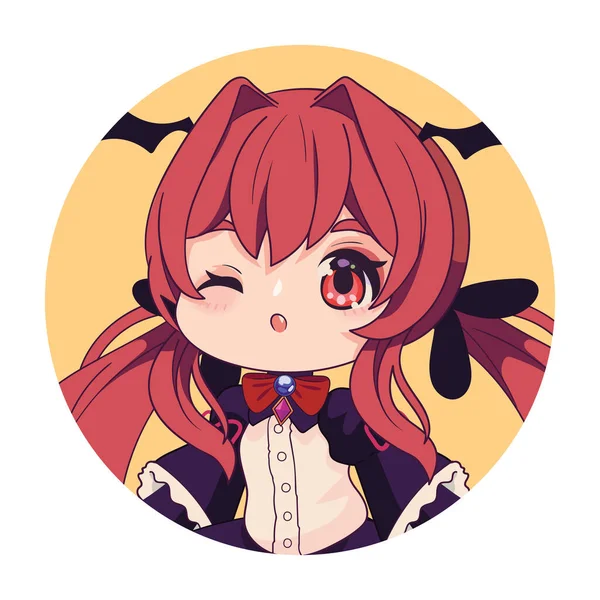 Anime Chibi Girl Portrait Isolated Icon — стоковый вектор