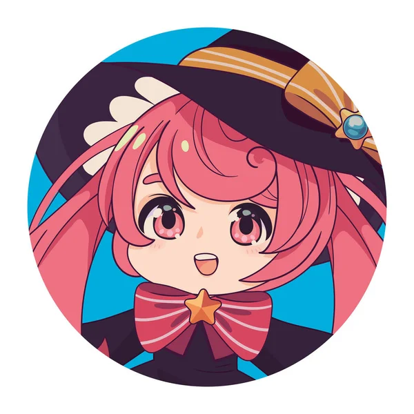 Anime Cute Chibi Character Isolated Icon — Stockový vektor