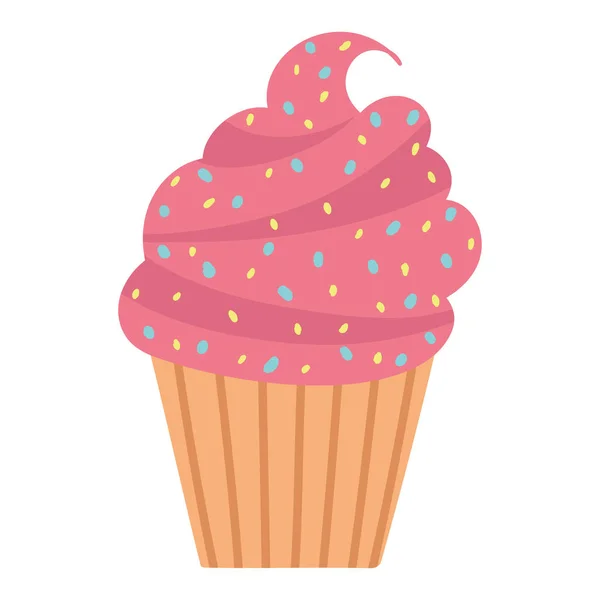 Dulce Cupcake Icono Plano Aislado — Archivo Imágenes Vectoriales