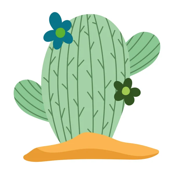 Cactus Avec Icône Fleurs Isolé — Image vectorielle