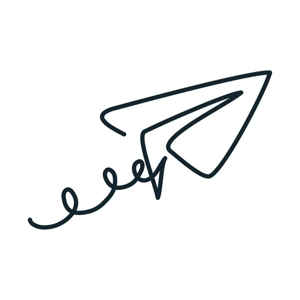 Paper Plane Line Drawn Icon — Stock Vector