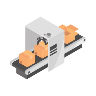 üretim makineleri izometrik simgesi izole edildi