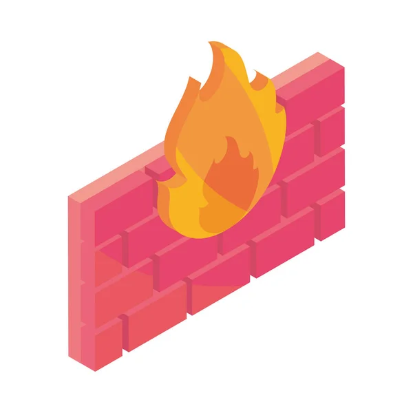 Firewall Cyber Security Isometric Icon Isolated — Stock Vector