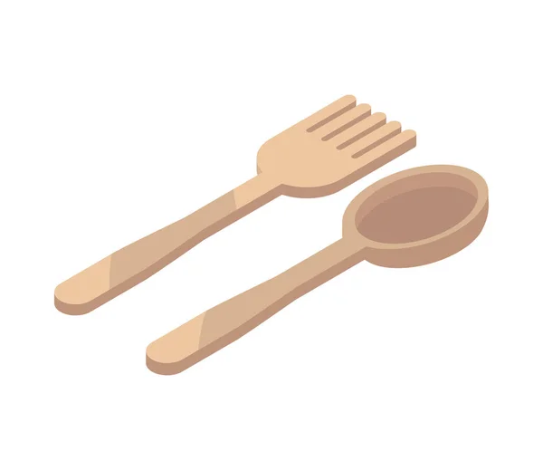 Ecology Cutlery Kitchen Sustainable Living Icon — Stock Vector