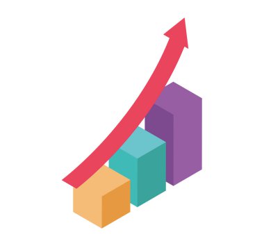 izometrik grafik finansal veri simgesi izole edildi