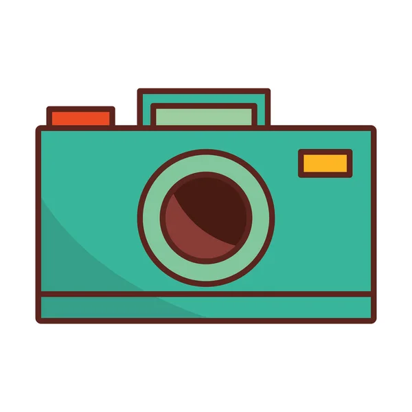 Camera Cartoon Retro Pictogram Geïsoleerd — Stockvector