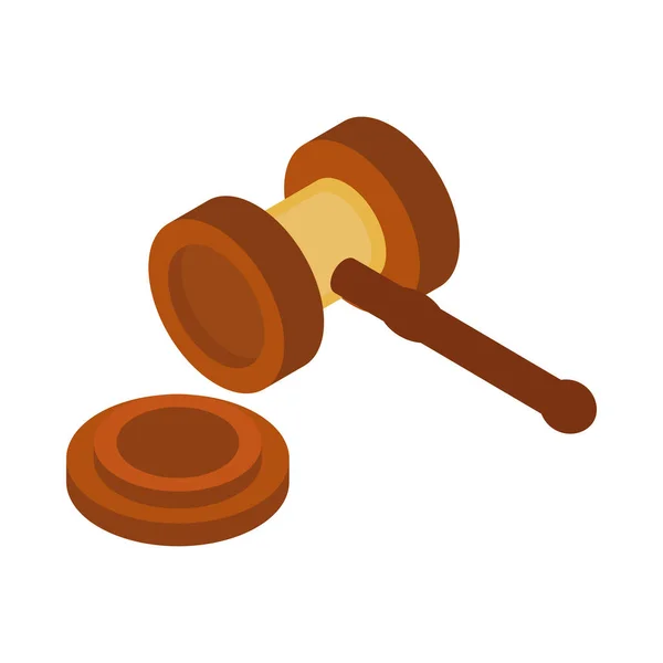 Kladívkový Zákon Izometrická Ikona Justice — Stockový vektor