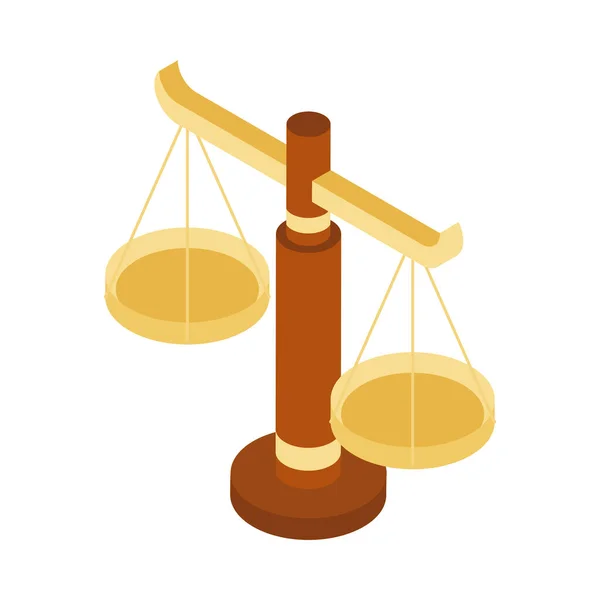 Escala Ley Justicia Ícono Isométrico — Vector de stock