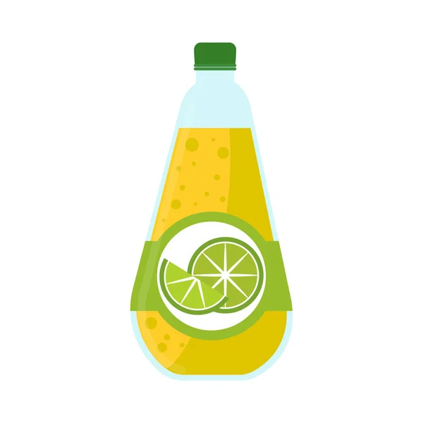 Bottiglia Succo Limone Icona Bevanda Isolato — Vettoriale Stock