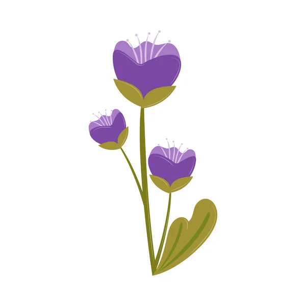 Fioletowe Kwiaty Ikona Izolowane Płaskie — Wektor stockowy
