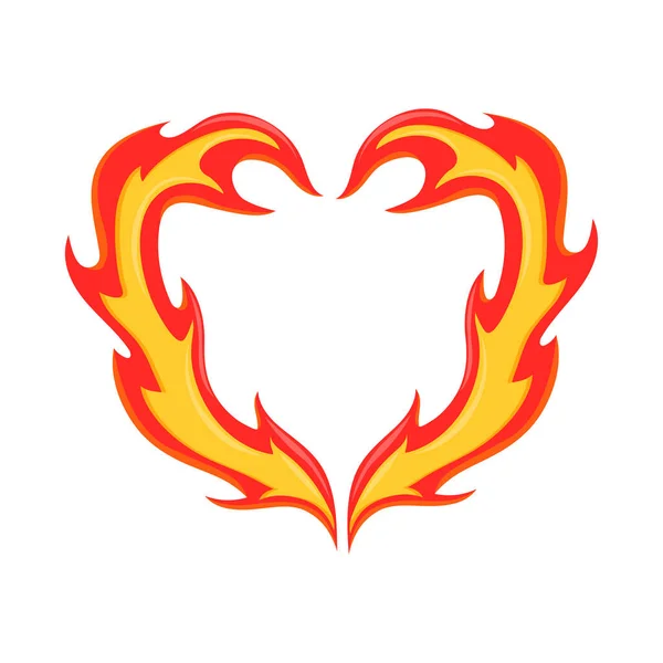 Feuer Form Herz Symbol Isoliert — Stockvektor