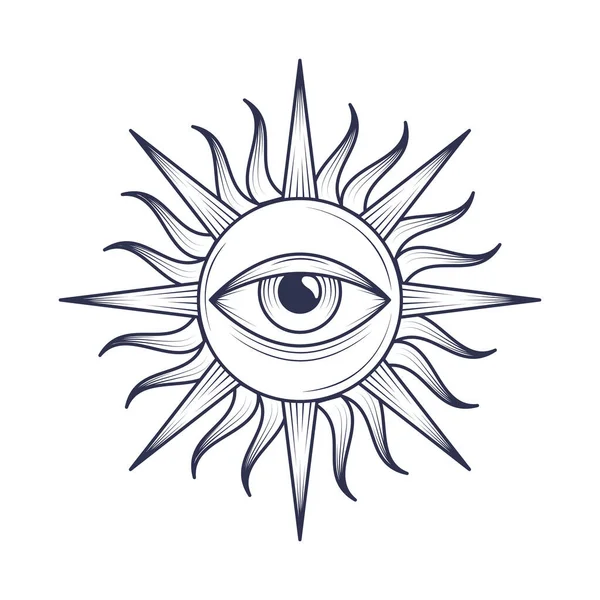 Sol Med Ögon Astrologi Ikon Isolerad — Stock vektor