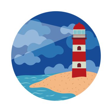Sahildeki deniz feneri, mini manzara, tasarım