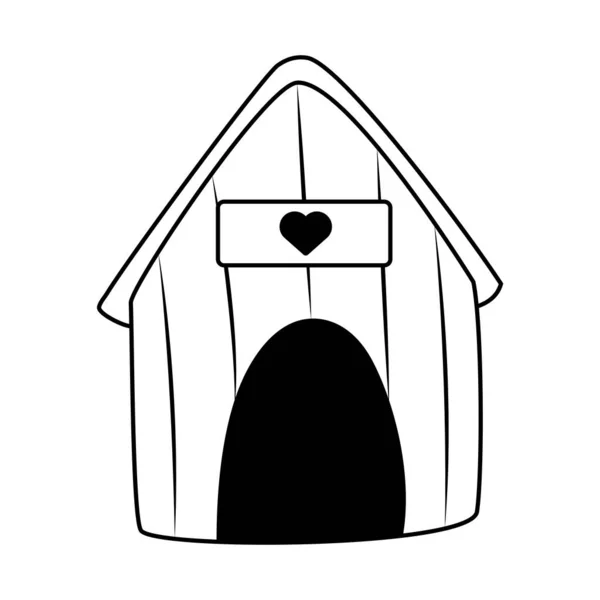Pet House Doodle Icon Isolated — Stock Vector