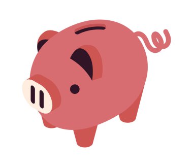 domuz kumbarası izometrik simgesi izole edildi