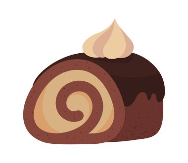 Tatlı çikolatalı rulo ikonu izole edildi