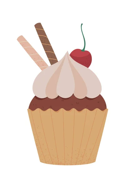 Postre Cupcake Fruta Icono Aislado — Archivo Imágenes Vectoriales