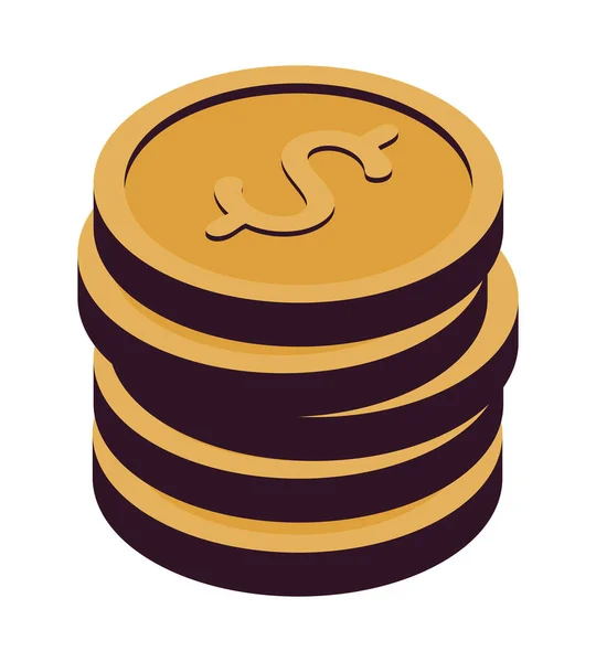 Münzen Stapeln Dollar Isometrisches Symbol Isoliert — Stockvektor