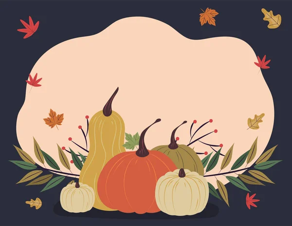 Pumpkins Ευχαριστιών Σχεδιασμός Διάνυσμα Banner — Διανυσματικό Αρχείο