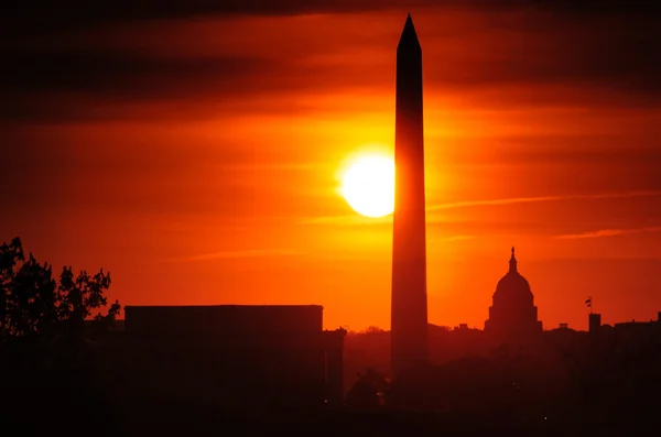 Washington-emlékmű, a naplemente — Stock Fotó