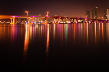 MacArthur Causeway Bridge at night clipart