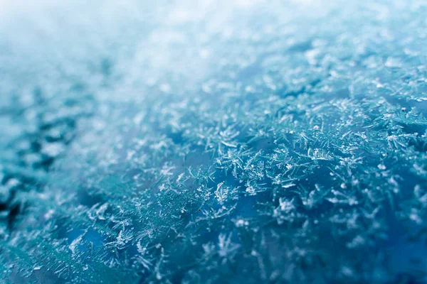 Windshield Car Covered Frost Frostbite Close — Zdjęcie stockowe
